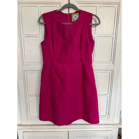 Elizabeth McKay size 8 dark pink silky zip & cotton blend dress - Picture 1 of 4